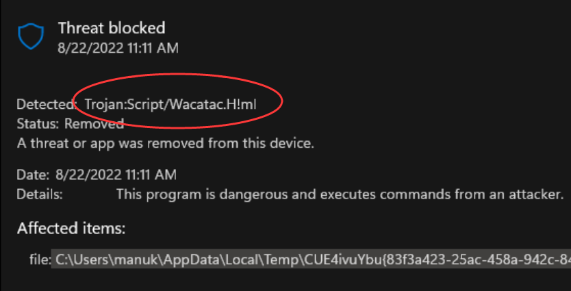 Effective Methods To Remove Trojan:Script/Wacatac.H!ml Virus