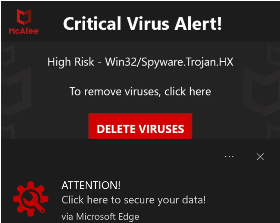 McAfee Win32/Spyware.Trojan.HX Phishing Pop-up Removal [Latest Guide]